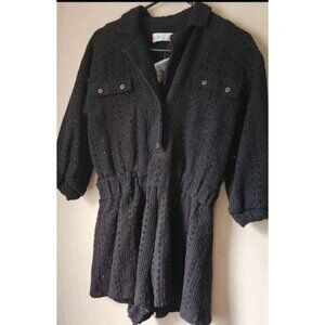 Free People Ryan knit Black Romper XS FP Beach
